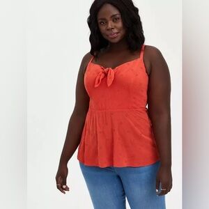 Torrid Red Eyelet Peplum Tank Top Plus Size 3X